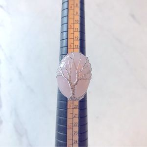 Wire Wrapped Tree of Life Rose Quartz Ring